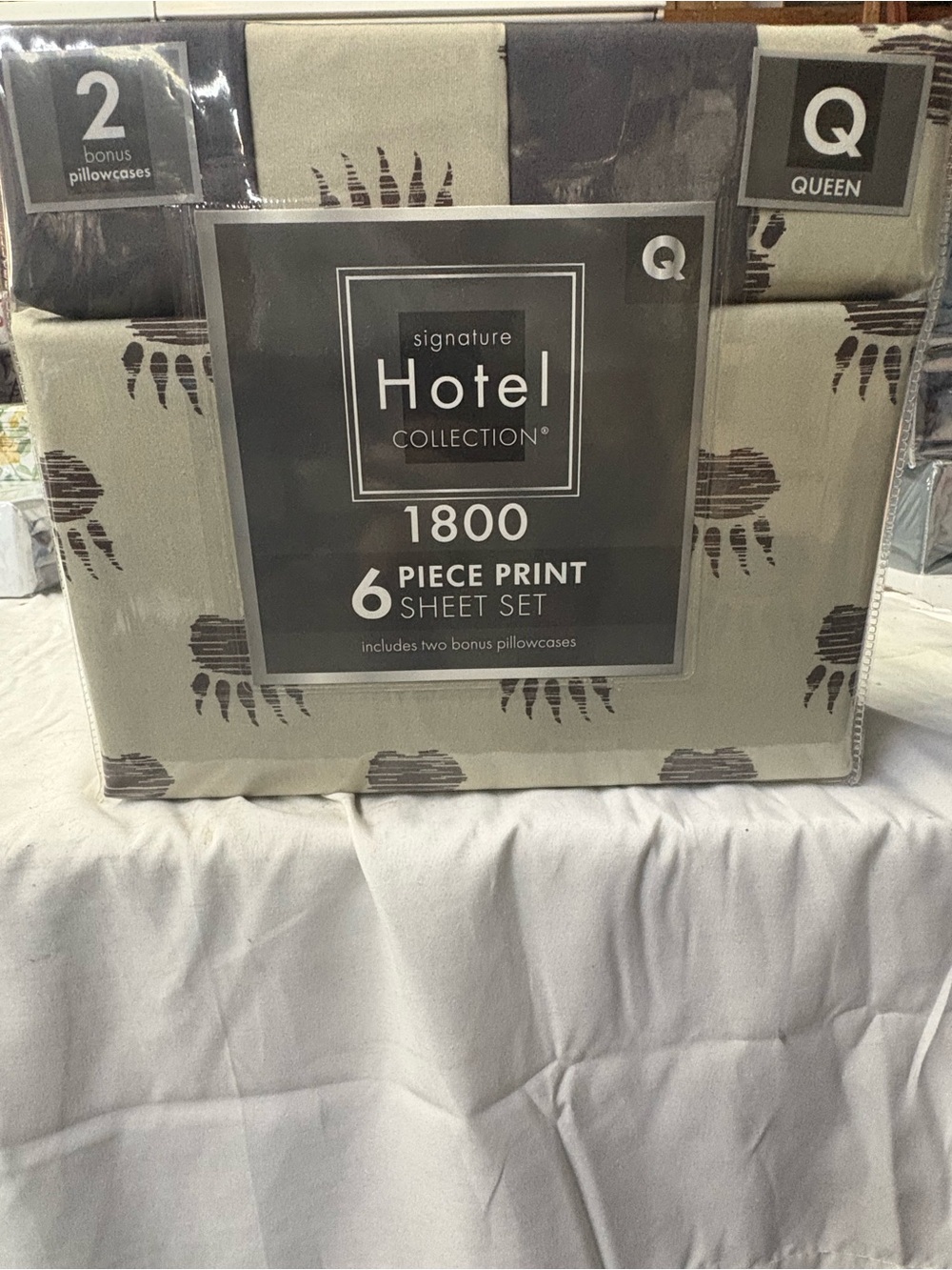 Hotel Collection Gray/Taupe Print 6-Piece Sheet Set - Queen